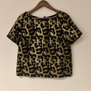 Anthropologie - Hutch metallic gold leopard top
